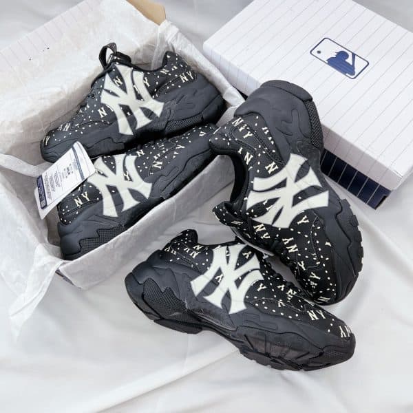 Giày MLB BigBall Chunky Saffiano Diamond Monogram New York Yankees Black Like Auth