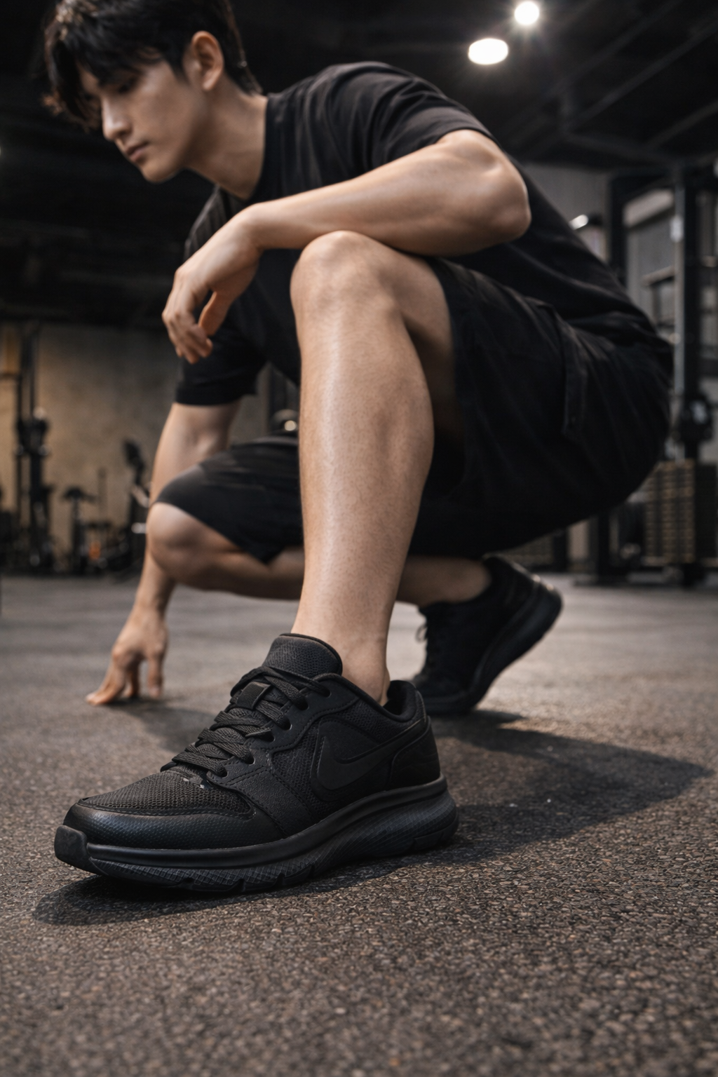 giày sneaker đen đi tập gym