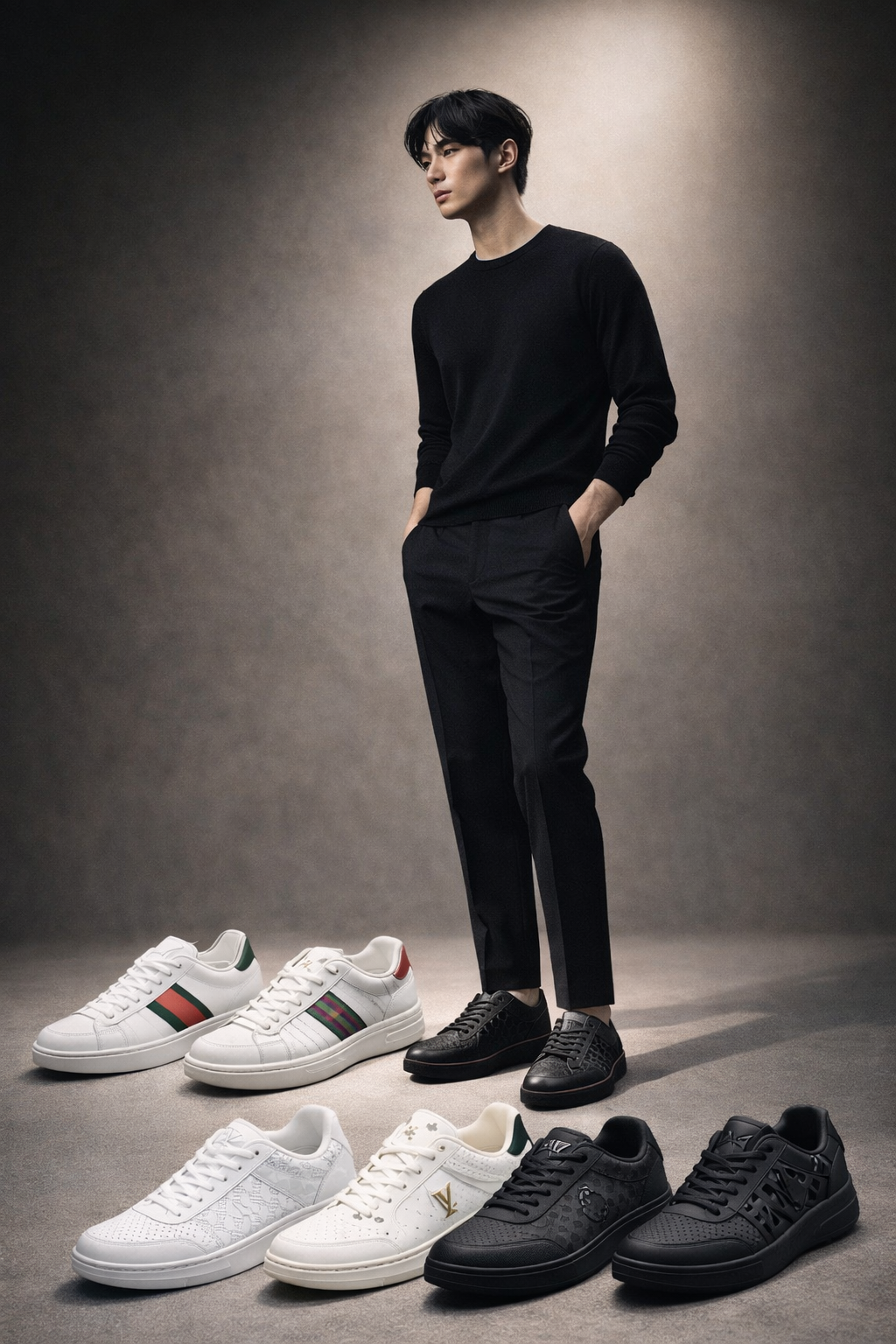 giày sneaker nam đen đẹp tối giản